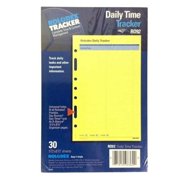 Rolodex Planner 5x8 Daily Tracker Refill Sheets Fits Franklin Day Runner Timer - Picture 1 of 2